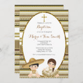 金ゴールドフィエスタボーイ&ガールバプティスマ《キリスト教》洗礼式や命名式 招待状 (正面/裏面)