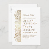 金ゴールドフィエレガントリガリーフローラ日付の保存 案内ポストカード (正面/裏面)