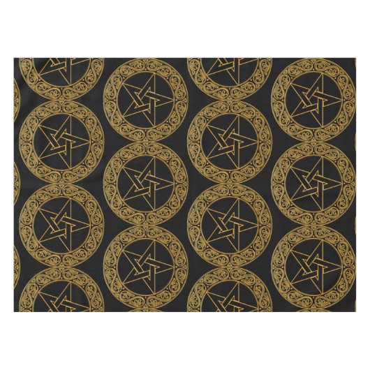 金ゴールドフィエレガントリグリー星形五角形ウィッカスター祭壇 テーブルクロス (正面(横))