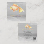 **金ゴールドフィッシュビーチシルバーサンドシーダイニング スクエア名刺 (正面/裏面)