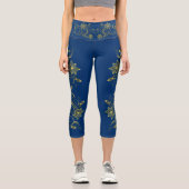 金ゴールドフィリグリーフローラつる植物スポーティシックActivewear カプリレギンス (正面)