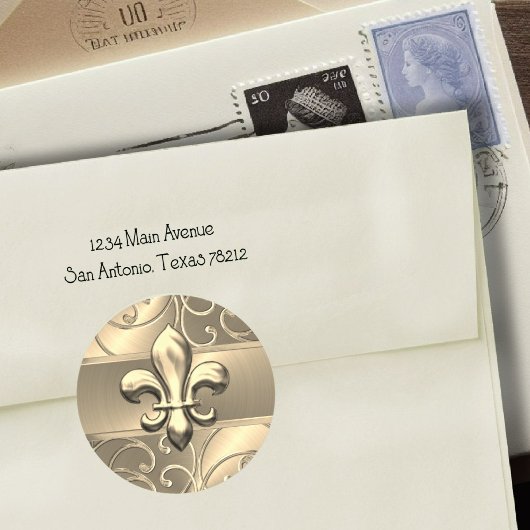 金ゴールドフィリグリー渦巻き（紋章の）フラ・ダ・リ ラウンドシール