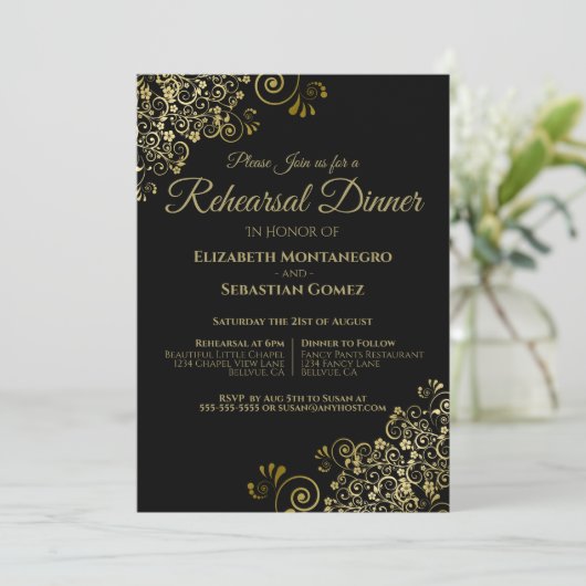 金ゴールドフィリ結婚グリーのリハーサル&ディナー 招待状 (スタンド正面)