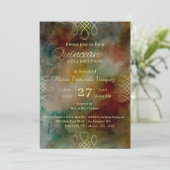 金ゴールドフィリ縁どグリーDreamy Waterカラーキンセアニラ 招待状 (スタンド正面)