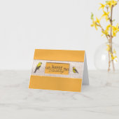 金ゴールドフィンチ誕生日カード カード (黄色い花)