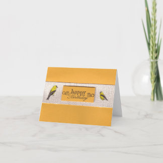 金ゴールドフィンチ誕生日カード カード