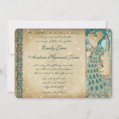 金ゴールドフェアリーテールピーコック結婚式招待状 招待状 (正面)