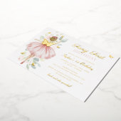 金ゴールドフェアリー最初の誕生日バタフライ 箔招待状 (回転した状態)