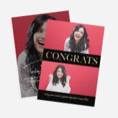 金ゴールドフェイクおめでとう3枚フォト卒業パーティー 招待状