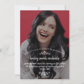 金ゴールドフェイクおめでとう3枚フォト卒業パーティー 招待状 (裏面)