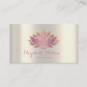 金ゴールドフェイクとピンクの蓮 名刺 (正面)