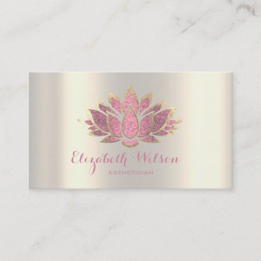 金ゴールドフェイクとピンクの蓮 名刺 (正面)