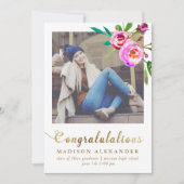 金ゴールドフェイクとフローラの卒業発表の写真 案内状 (正面)