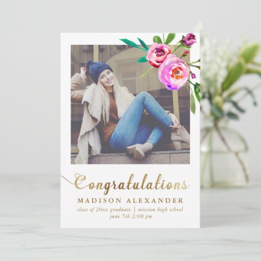 金ゴールドフェイクとフローラの卒業発表の写真 案内状 (スタンド正面)