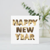 金ゴールドフェイクとホワイトタイポグラフィハッピーニューイヤー シーズンカード (スタンド正面)