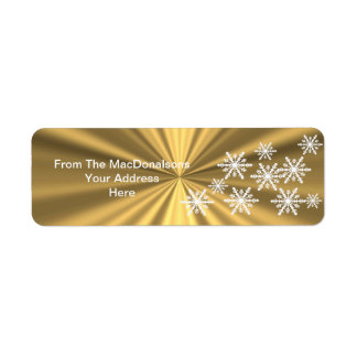 金ゴールドフェイクと白い雪の結晶のクリスマスカスタムクリスマス ラベル