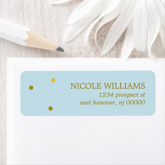 金ゴールドフェイクと青の紙吹雪ドット ラベル (インサイチュ)