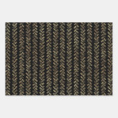 金ゴールドフェイクと黒の模様 ラッピングペーパーシート (正面3)