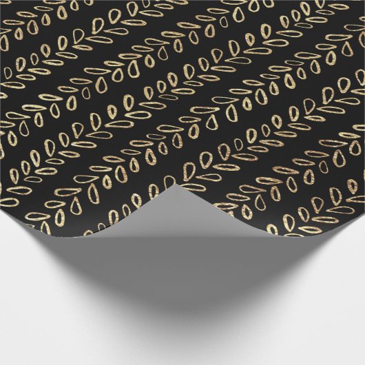 金ゴールドフェイクと黒の模様 ラッピングペーパー (角)