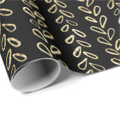 金ゴールドフェイクと黒の模様 ラッピングペーパー (ロールコーナー)