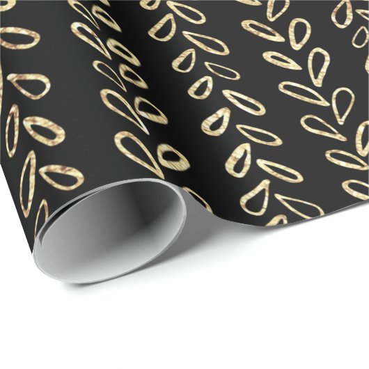 金ゴールドフェイクと黒の模様 ラッピングペーパー (ロールコーナー)