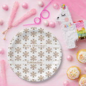 金ゴールドフェイクのスノーフレークのパターンのクリスマス ペーパープレート (パーティー)