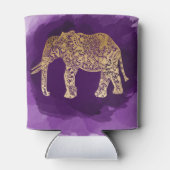 金ゴールドフェイクのゾウの紫色のブラシ 缶クーラー (裏面)