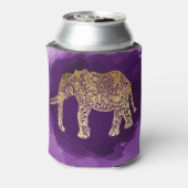 金ゴールドフェイクのゾウの紫色のブラシ 缶クーラー (缶裏面)