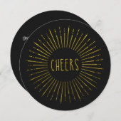 金ゴールドフェイクの新年パーティの招待状 招待状 (正面/裏面)