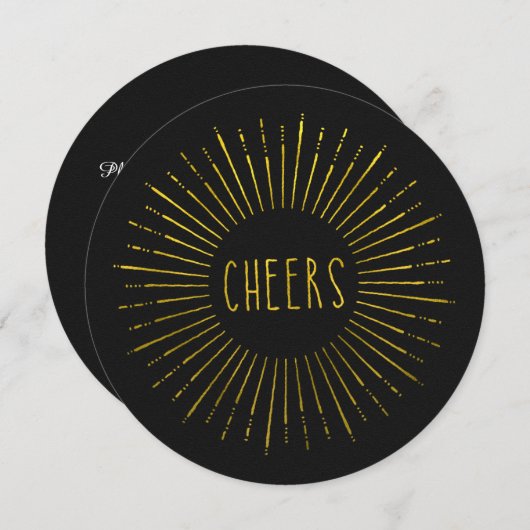 金ゴールドフェイクの新年パーティの招待状 招待状 (正面/裏面)