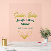 金ゴールドフェイクの葉の緑の森の魅力赤ちゃんシャワー アクリルサイン (ウェディング)
