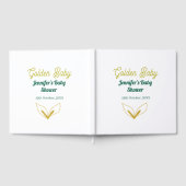 金ゴールドフェイクの葉の緑の森の魅力赤ちゃんシャワー ゲストブック (全面)