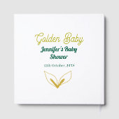 金ゴールドフェイクの葉の緑の森の魅力赤ちゃんシャワー ゲストブック (裏面)