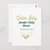 金ゴールドフェイクの葉の緑の森の魅力赤ちゃんシャワー ポストカード (正面/裏面)