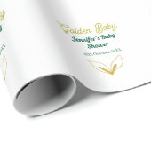 金ゴールドフェイクの葉の緑の森の魅力赤ちゃんシャワー ラッピングペーパー (ロールコーナー)