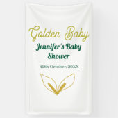 金ゴールドフェイクの葉の緑の森の魅力赤ちゃんシャワー 横断幕 (縦)