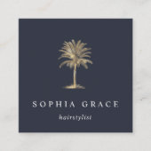 金ゴールドフェイクのPalm Treeロゴ スクエア名刺 (正面)
