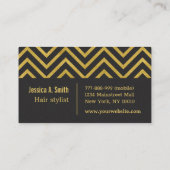 金ゴールドフェイクはさみヘアカット美容師シェブロン 名刺 (裏面)