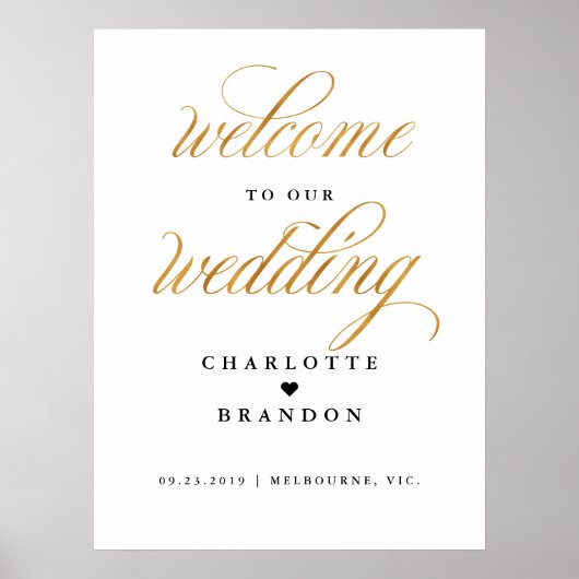 金ゴールドフェイクは我々の披露宴の印結婚象にようこそ ポスター (正面)