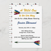 金ゴールドフェイクは野生の一部族の矢の赤ちゃんシャワーカード 招待状 (正面/裏面)