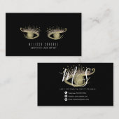 金ゴールドフェイクまつげサロンブラック 名刺 (正面/裏面)