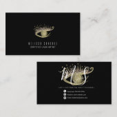 金ゴールドフェイクまつげサロンブラック 名刺 (正面/裏面)