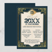 金ゴールドフェイクアールデコ15年高等学校懇親会 招待状 (正面/裏面)