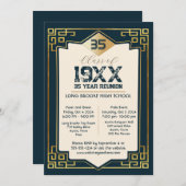 金ゴールドフェイクアールデコ35年高等学校懇親会 招待状 (正面/裏面)