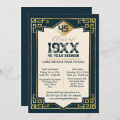 金ゴールドフェイクアールデコ45年高等学校懇親会 招待状 (正面/裏面)