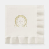 金ゴールドフェイクアールヌーボーミュシャモノグラムイニシャル表 縁ありランチョンナプキン (正面)