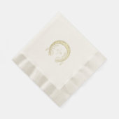 金ゴールドフェイクアールヌーボーミュシャモノグラムイニシャル表 縁ありランチョンナプキン (角)