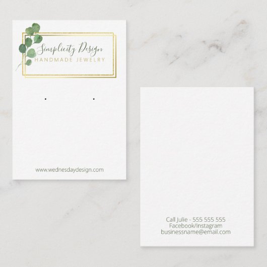 金ゴールドフェイクイヤリングディスプレイ付きハイルフレーム 名刺 (正面/裏面)