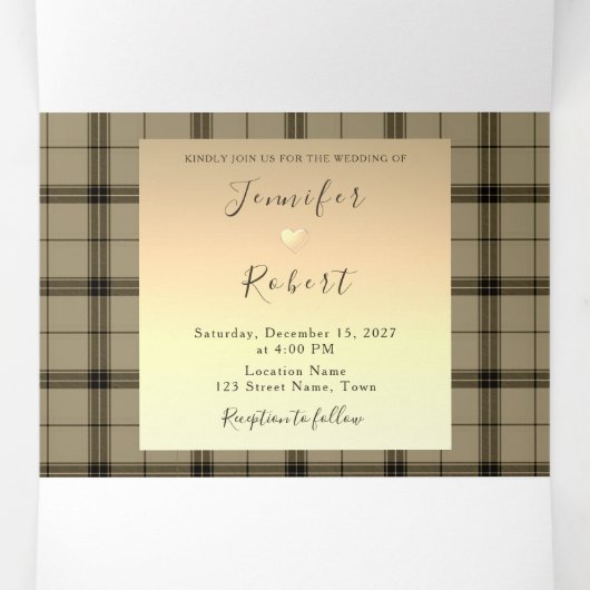 金ゴールドフェイクウィンターウェディングトリフォールド招待状 三つ折り招待状 (内部中)