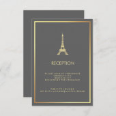 金ゴールドフェイクエッフェルタワーグレイウェディングレセプション 招待状 (正面/裏面)